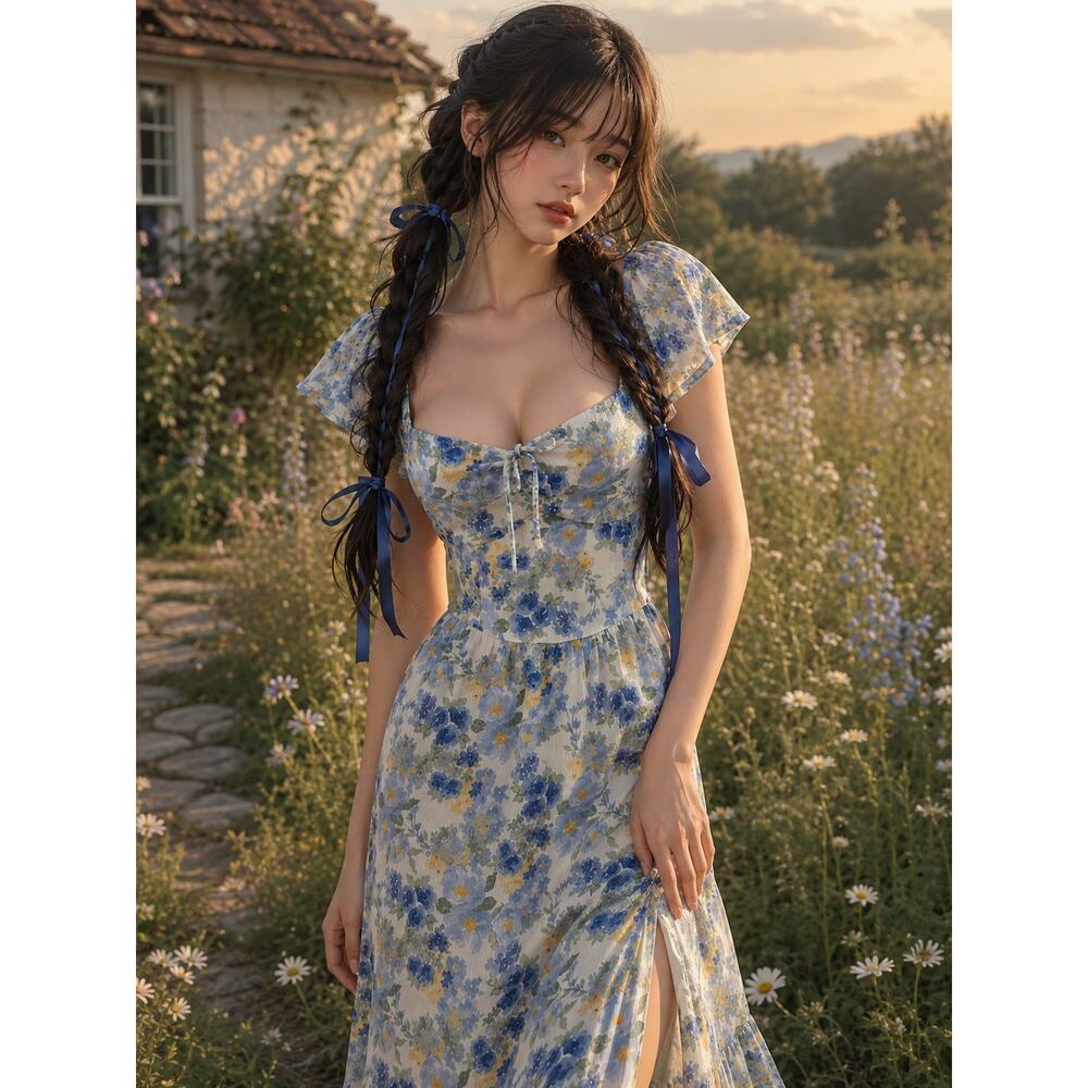 Hollister Milkmaid Mornings & Meadow Wanderings cottagecore floral maxi dress - Picture 2 of 9